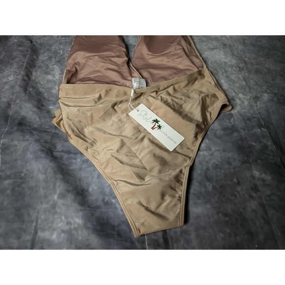 Stylish Swimwear One Piece Nude Swimsuit Size L Open Back Halter - Picture 7 of 9